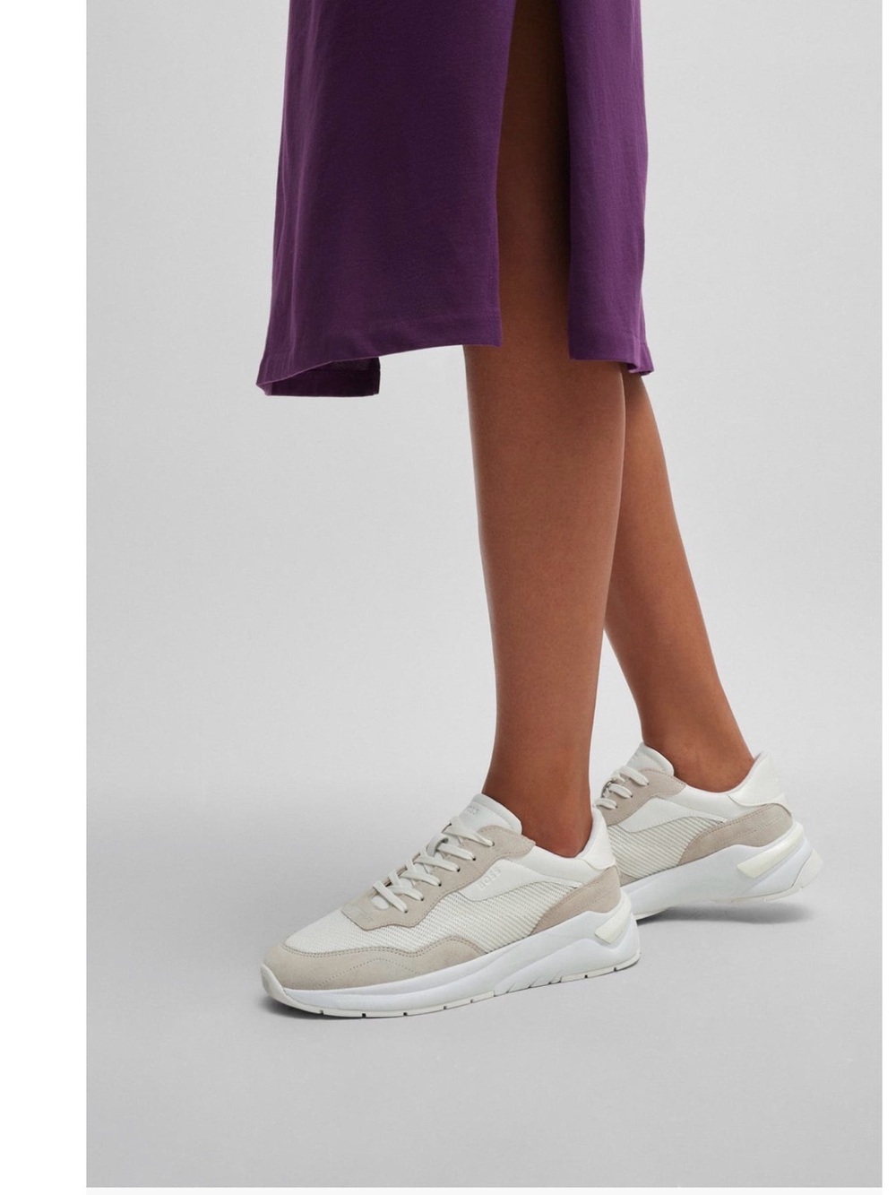 NEW Hugo Boss Skylar Beige and White Runner Sneakers size 8